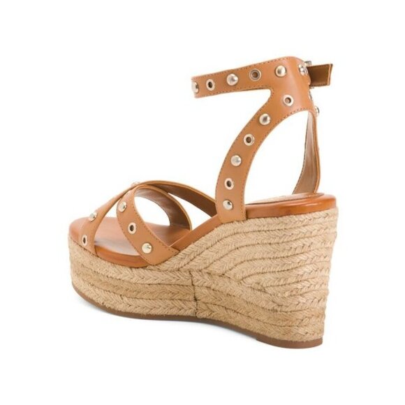 Vince Camuto Womens Brown Leather Open Toe Espadrille Wedge Sandals Sz 9 M New - Picture 2 of 11